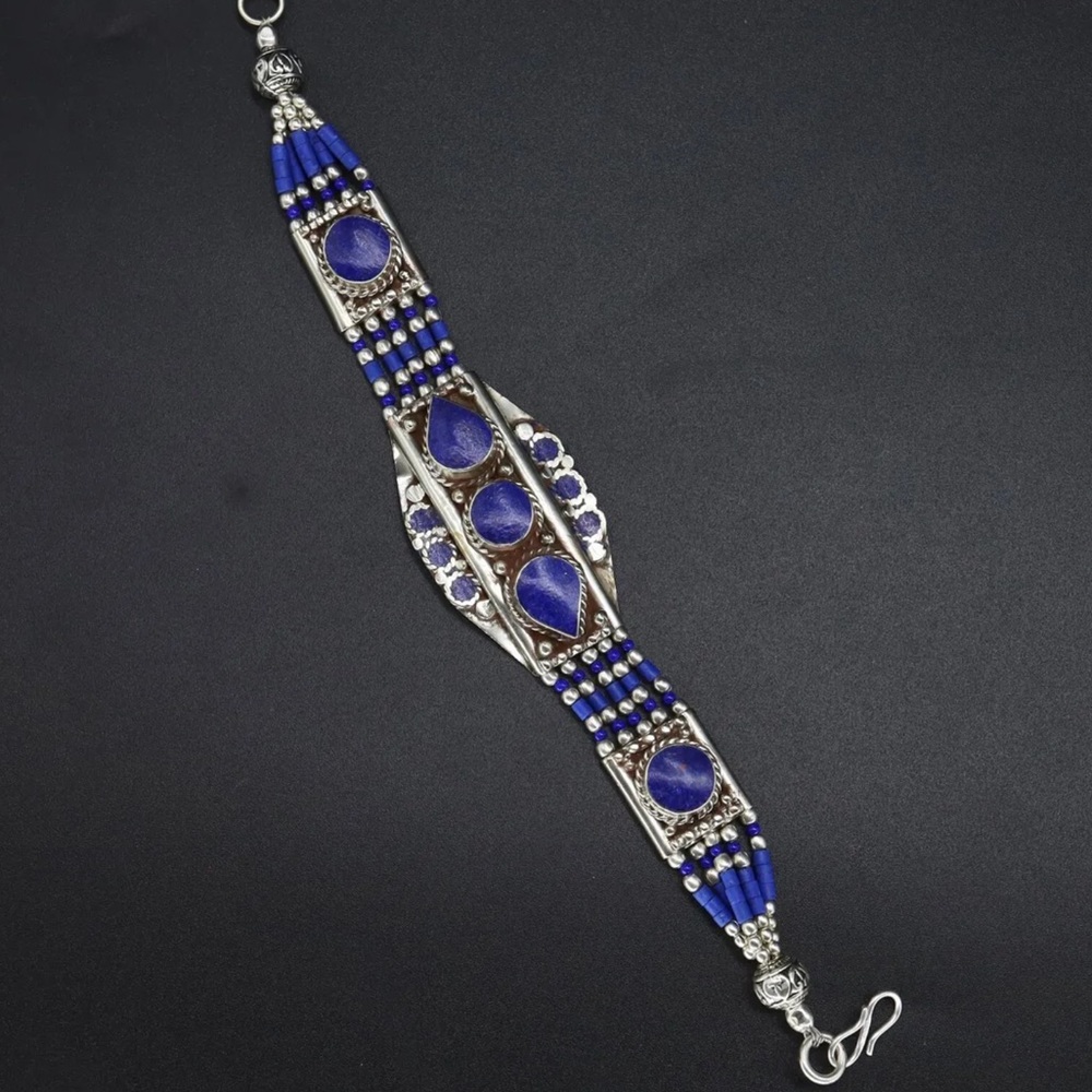 Tibetan silver gemstone ethnic bracelets - Picture 11 of 16